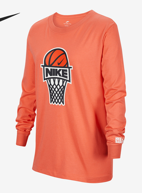 Nike/耐克正品春季大童针织棉休闲柔软图案长袖FZ5196-814