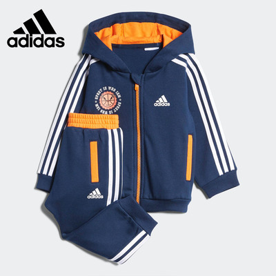 Adidas/阿迪达斯正品婴童印花休闲运动连帽衫针织套装 CX3481