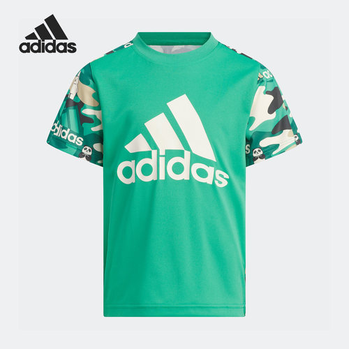 Adidas/阿迪达斯正品春季新款小童印花休闲透气短袖IA8214