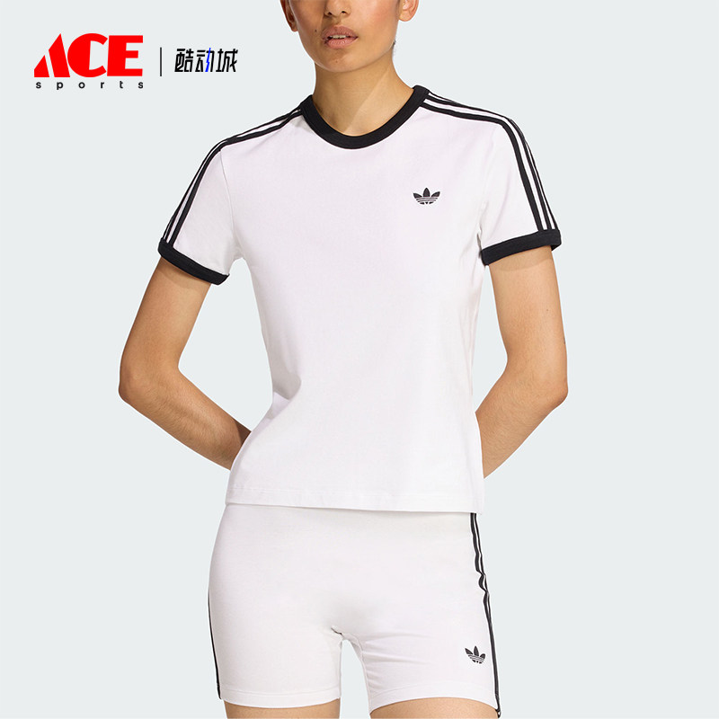 Adidas/阿迪达斯正品三叶草女士圆领经典套头透气修身短袖KD3683图片