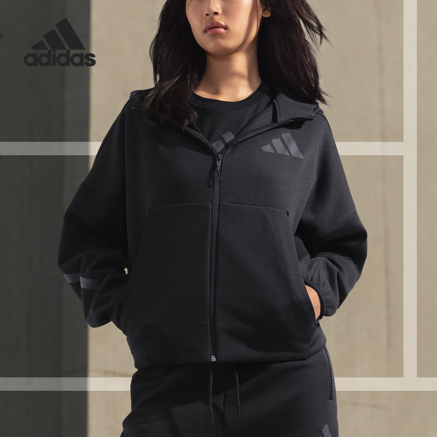 阿迪达斯女士训练运动外套