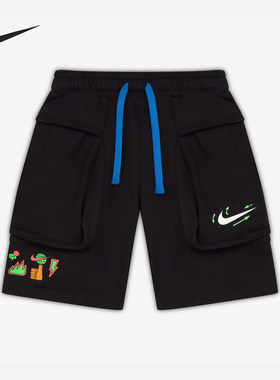 Nike/耐克正品夏季大童印花透气休闲运动经典短裤DV3327-010