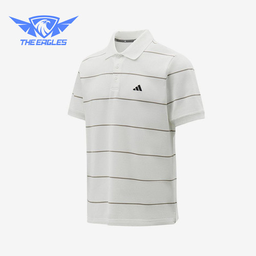 Adidas/阿迪达斯正品新款男白灰色条纹翻领短袖Polo衫KS0420