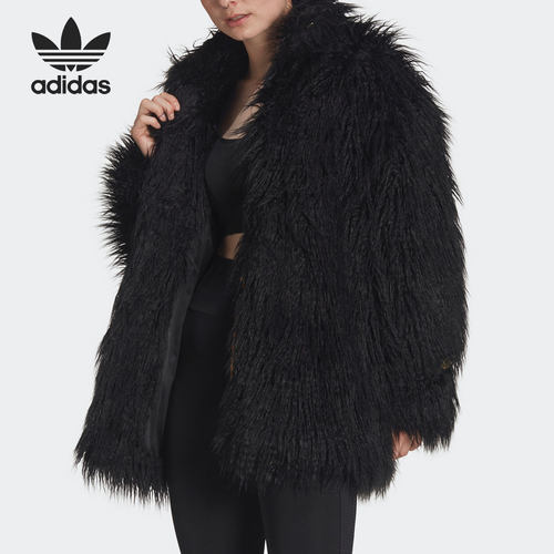 Adidas/阿迪达斯官方正品三叶草FUR JACKET 女子人造毛外套HG6678
