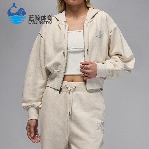 Nike/耐克正品JORDAN女士运动短款针织连帽休闲外套IB9864-104