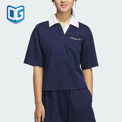 Adidas/阿迪达斯正品2025夏季款女士短款经典翻领休闲T恤JZ5845