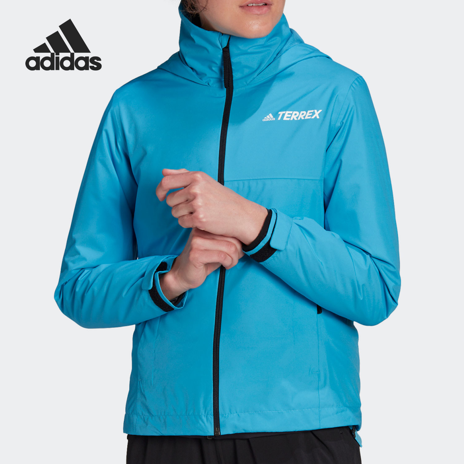 Adidas/阿迪达斯官方正品TERREX户外连帽女子运动夹克外套 HA2318