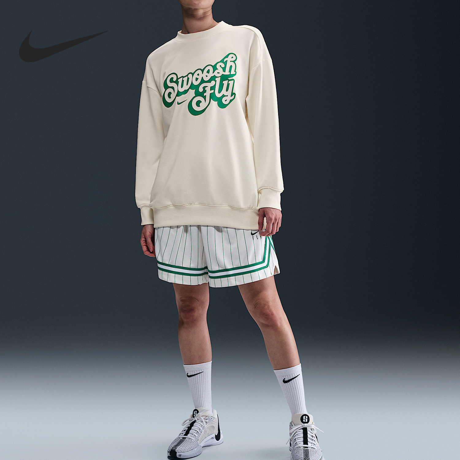 Nike/耐克官方正品新款女士印花篮球休闲运动套头卫衣FZ5515-133
