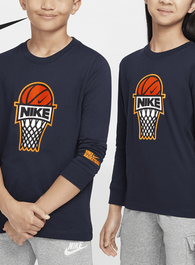 Nike/耐克正品秋季新款大童休闲印花运动长袖T恤FZ5196-475
