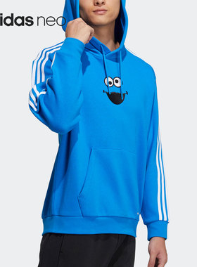 Adidas/阿迪达斯正品neo芝麻街联名新款男女连帽卫衣HD7297
