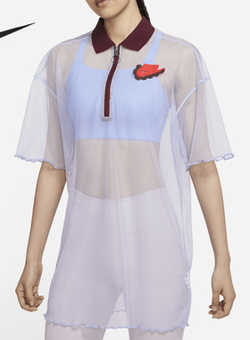 Nike/耐克官方正品2025女士翻领套头透气网纱连衣裙DD4526-580