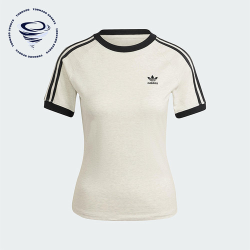 Adidas/阿迪达斯正品三叶草女士印花圆领经典套头修身短袖IR8104
