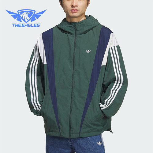 Adidas/阿迪达斯正品三叶草男士时尚宽松梭织连帽运动外套KS3553
