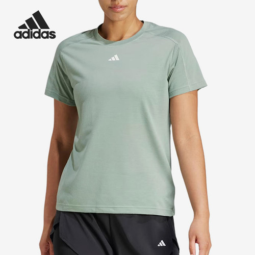 Adidas/阿迪达斯正品AEROREADY新款女浅绿色经典短袖T恤JC9531
