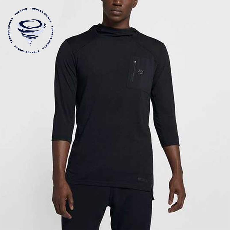 Nike/耐克正品透气新款男士运动休闲简约连帽七分袖T恤AJ0376-010