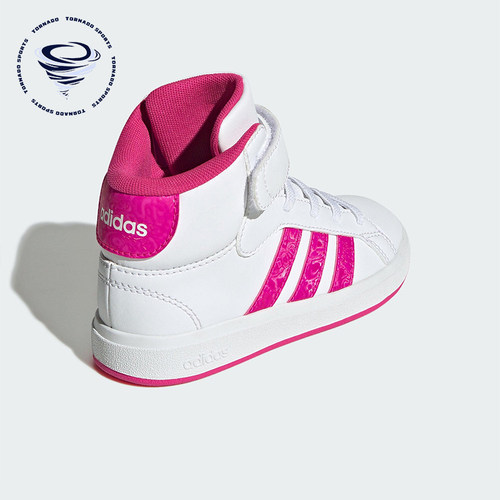 Adidas/阿迪达斯正品GRAND COURT儿童运动高帮魔术贴板鞋JR0806