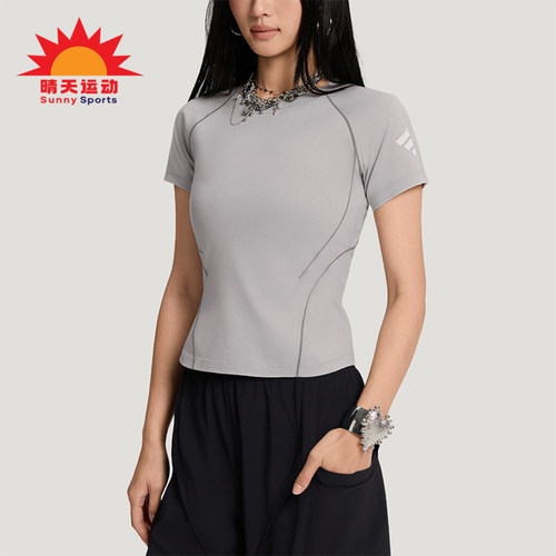 Adidas/阿迪达斯正品夏季新款女士修身针织圆领短袖T恤KY7862