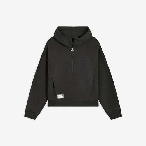 Puma/彪马正品女连帽加绒保暖宽松半拉链经典休闲卫衣633515-01