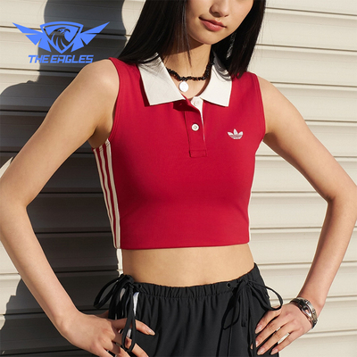 Adidas/阿迪达斯正品三叶草女士时尚针织运动无袖背心T恤KY5695