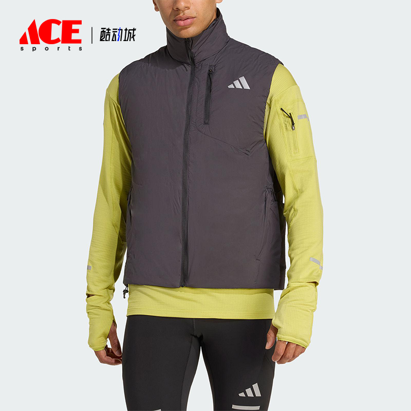 Adidas/阿迪达斯正品2025冬季男士立领保暖跑步运动棉马甲JM5715