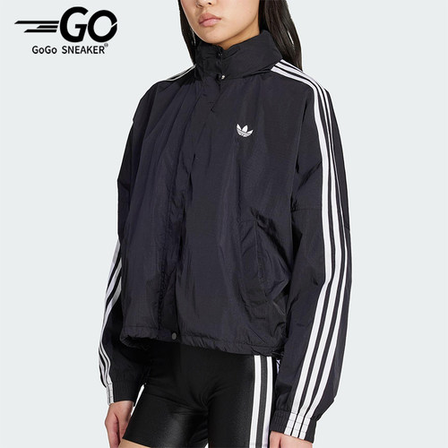 Adidas/阿迪达斯正品三叶草女士运动立领日常三条纹外套JX1451