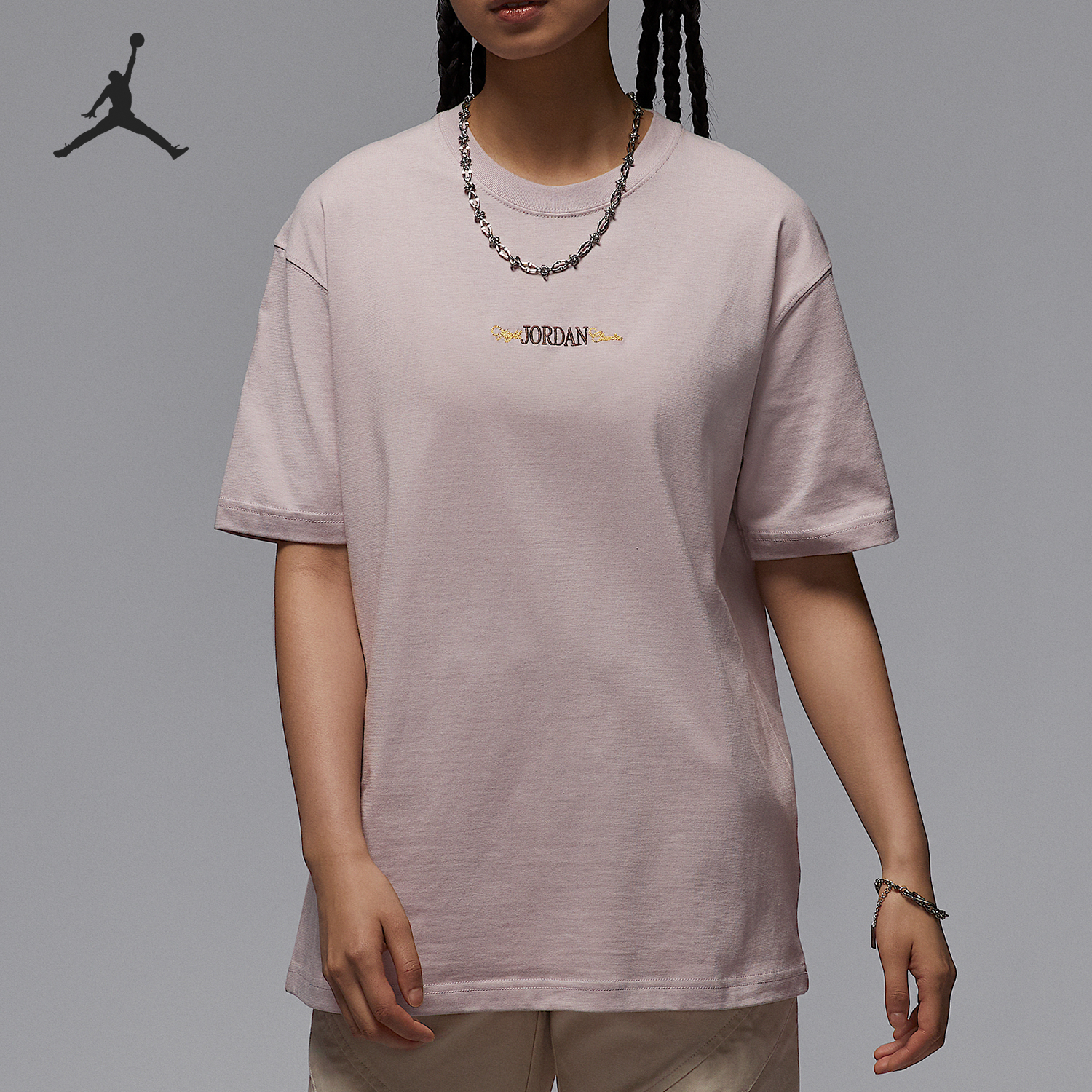 Nike/耐克官方正品JORDAN女士宽松针织图案休闲短袖IF0380-019