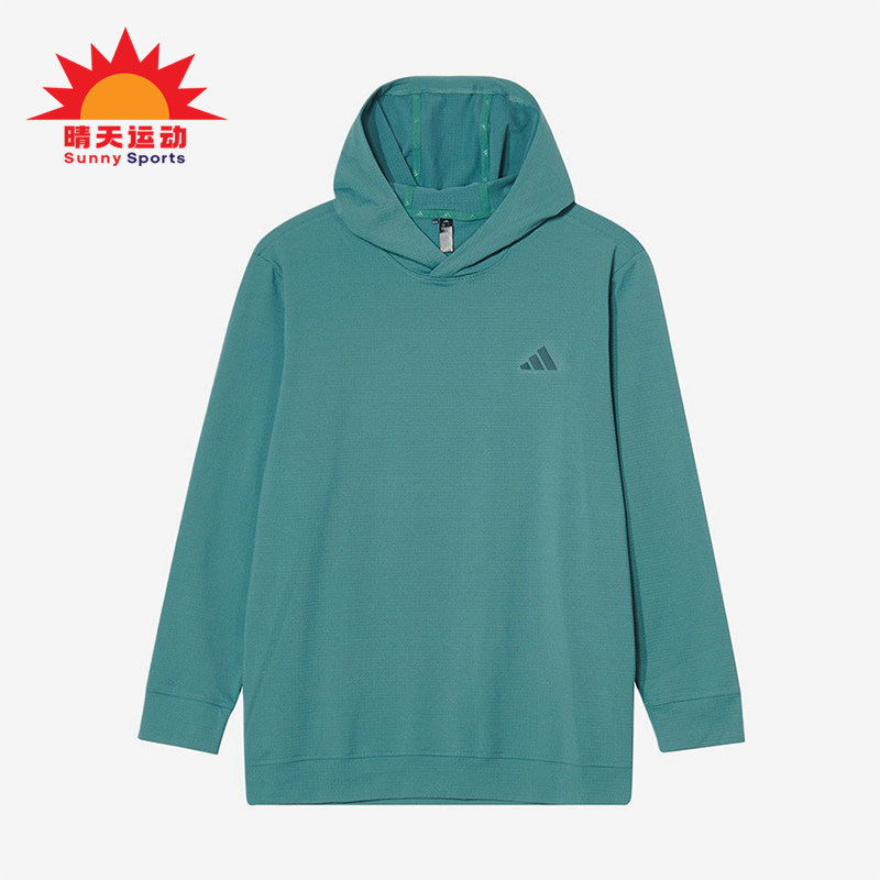 Adidas/阿迪达斯正品新款男绿色高尔夫经典简约连帽卫衣JX4192