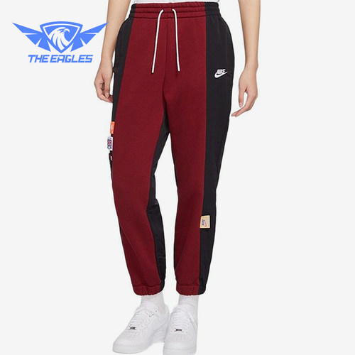 Nike/耐克正品新款女黑色宽松复古拼接棉束脚长裤CJ2049-677