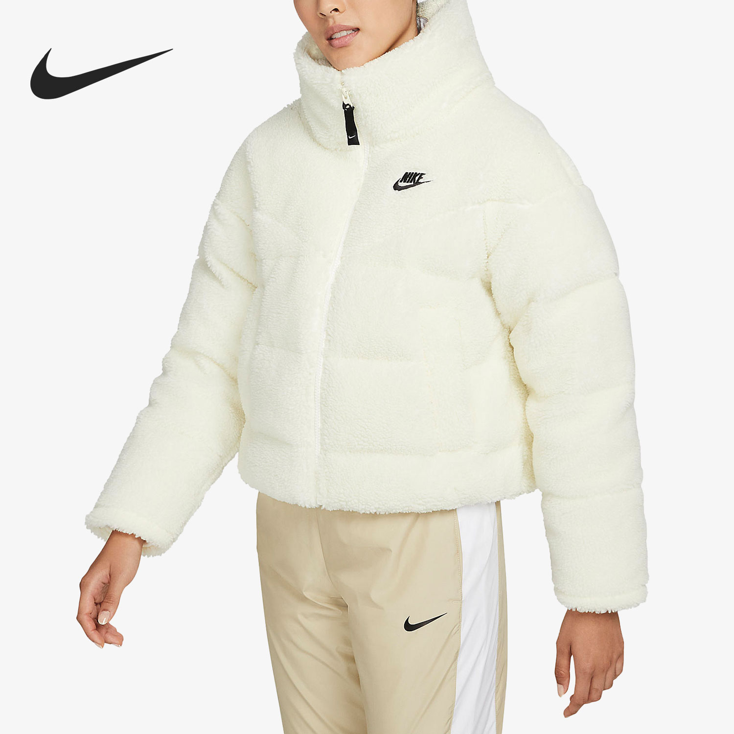 Nike/耐克官方正品休闲女子立领保暖毛绒运动羽绒服 DD4655-715