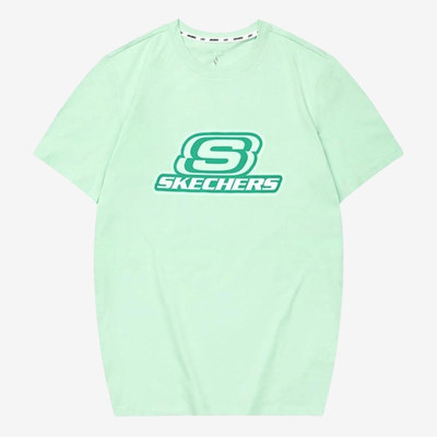 Skechers斯凯奇正品男女印花圆领套头透气短袖T恤L224U130-01BC