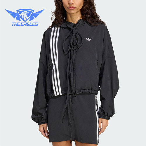 Adidas/阿迪达斯正品三叶草女士梭织运动连帽潮流夹克外套JX2698