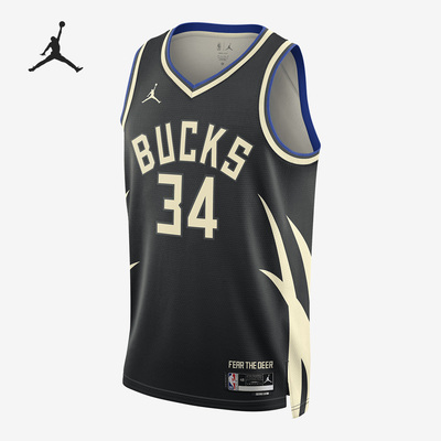 Nike/耐克正品Air Jordan男子密尔沃基雄鹿队球衣DO9533-010