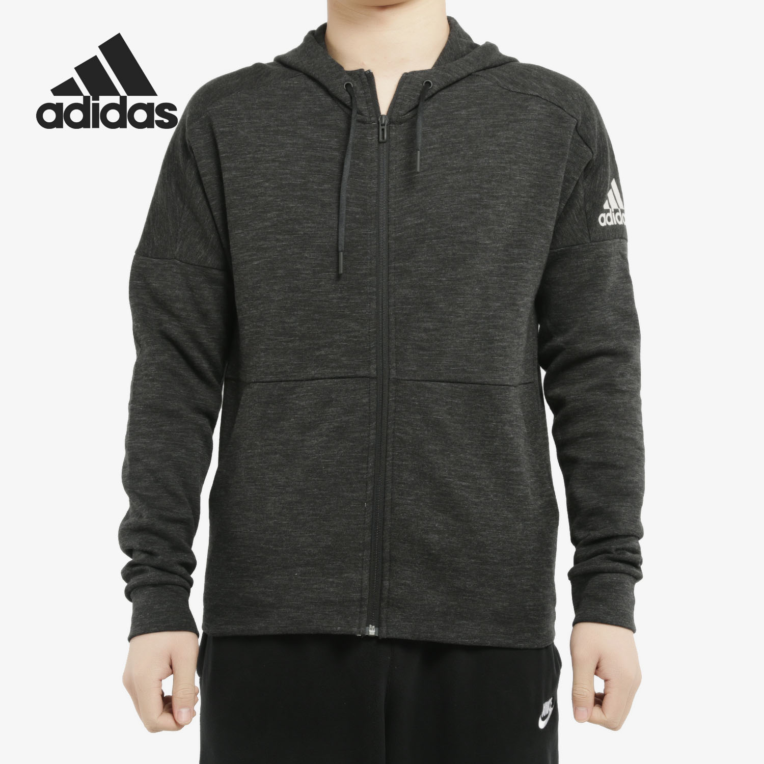 Adidas/阿迪达斯官方正品男子连帽休闲运动针织夹克外套 DU1135
