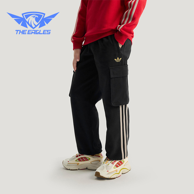 Adidas/阿迪达斯正品三叶草大童休闲松紧腰工装束脚长裤KT5001