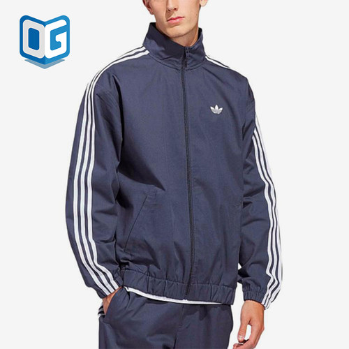Adidas/阿迪达斯正品三叶草男蓝色夹克经典条纹夹克外套KS8221