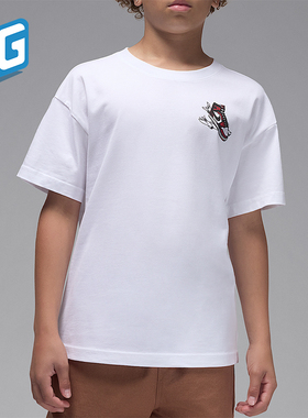 Nike/耐克正品JORDAN大童简约图案日常圆领透气短袖IO2294-100