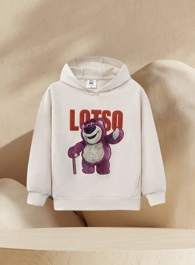 李宁正品童装卫衣波多尔红草莓熊宽松套头连帽长袖外套YWDR502