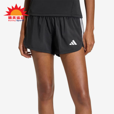 Adidas/阿迪达斯正品Pacer新款女黑色轻盈速干经典纯色短裤KD9742