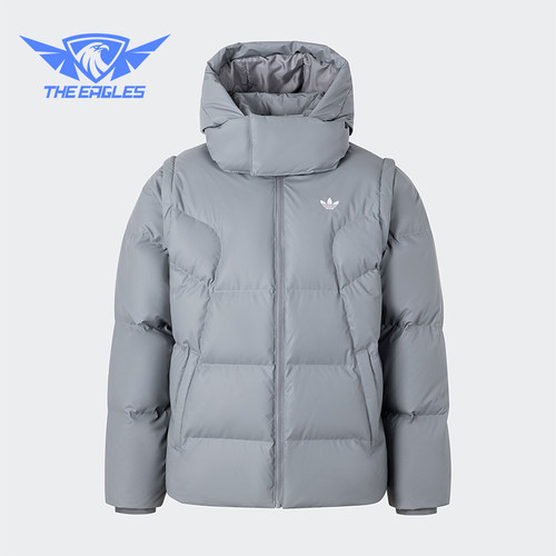阿迪达斯男士可拆卸连帽羽绒服