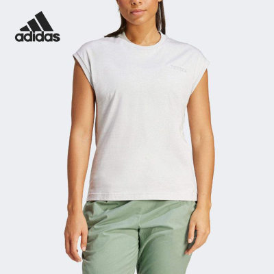 Adidas/阿迪达斯正品夏季女士户外运动圆领简约背心T恤IK9110