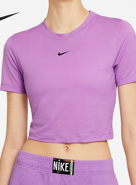 Nike/耐克正品女子刺绣修身弹性短款露脐短袖T恤 DD1329-591