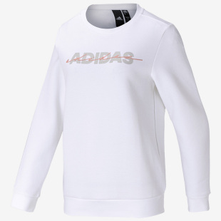 Adidas/阿迪达斯秋冬新款女子圆领针织白色长袖套头衫 GR3748