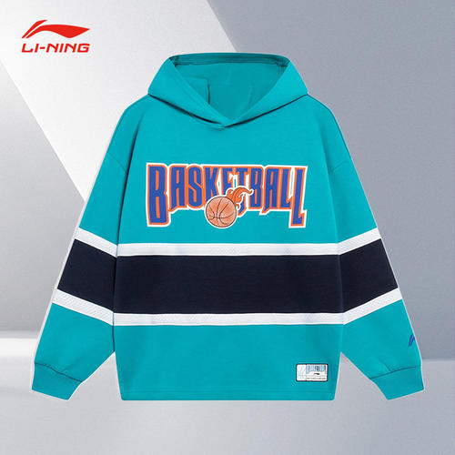 Lining/李宁正品男大童篮球系列时尚宽松休闲套头连帽卫衣YWDT069