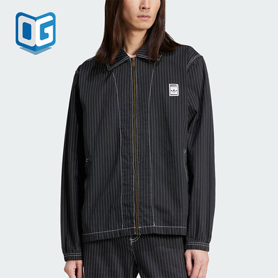 Adidas/阿迪达斯正品新款男士经典复古翻领条纹夹克外套JP4485
