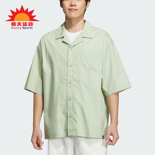 Adidas/阿迪达斯正品夏季男士宽松运动休闲经典翻领衬衫JL6056