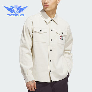 灯芯绒翻领简约衬衫 三叶草男女经典 JX5443 阿迪达斯正品 Adidas