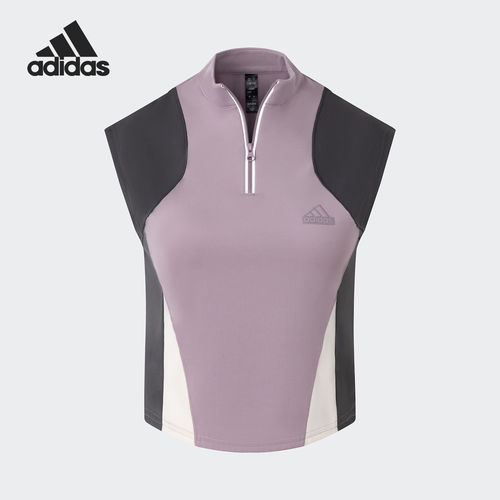 Adidas/阿迪达斯正品FUSTL ZIP TEE女士半开襟无袖T恤JP2904
