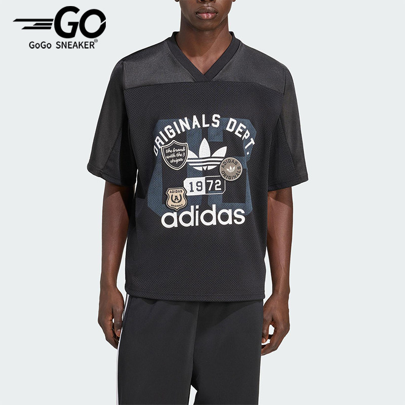 Adidas/阿迪达斯正品三叶草男士运动经典足球V领宽松短袖KD6252图片