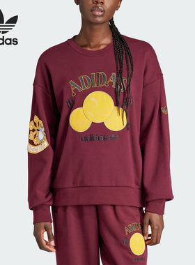 Adidas/阿迪达斯正品三叶草女子印花宽松圆领套头衫IL2447