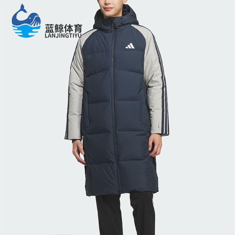 Adidas/阿迪达斯正品3S CB Long Down男士连帽长款羽绒服KQ5494